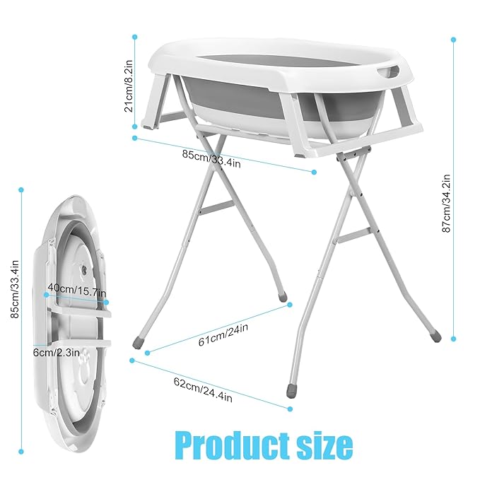 2 in 1 Dog Bathtub Dog Washing Station for Bathing and Grooming | Foldable Shower Bath Tub | Collapsible Portable Shower Bathtub for Indoor and Outdoor Small Dogs Cats Pet Grey