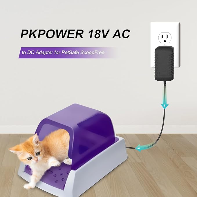 18V Charger for Petsafe ScoopFree Automatic Self-Cleaning Litter Box, Power Cord for RFA-516 PAL00-14243 PAL00-15342 PAL00-14242 PAL00-14243 Self-Cleaning Litter Boxes Replacement Parts