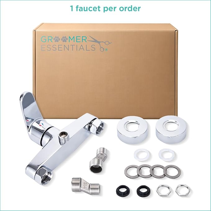 GROOMER ESSENTIALS Lever Faucet for Grooming Tubs with 6" Center Mounts Compatible Walk-in Tubs, Ideal for Dog Nail Trimmers, Kitchen Essentials, and Kitchen Gadgets