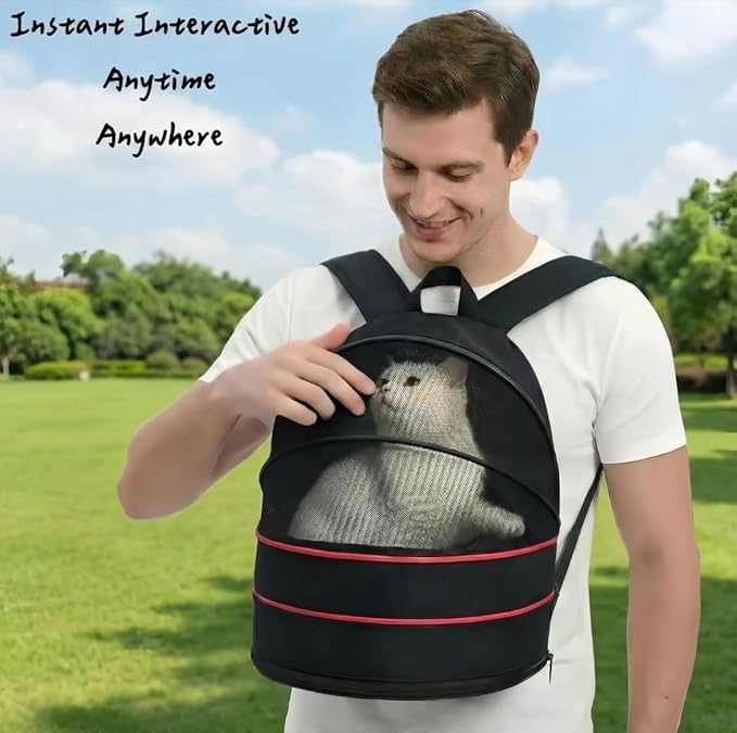 Pet Carrier Backpack for Cats and Small Dogs-Expandable Pet Tent Breathable Visible Pet Bag for Kitty and Puppy Foldable Pet Nest Bed Perfect for Travel Walks Shopping Vet Visits Home Use-Black