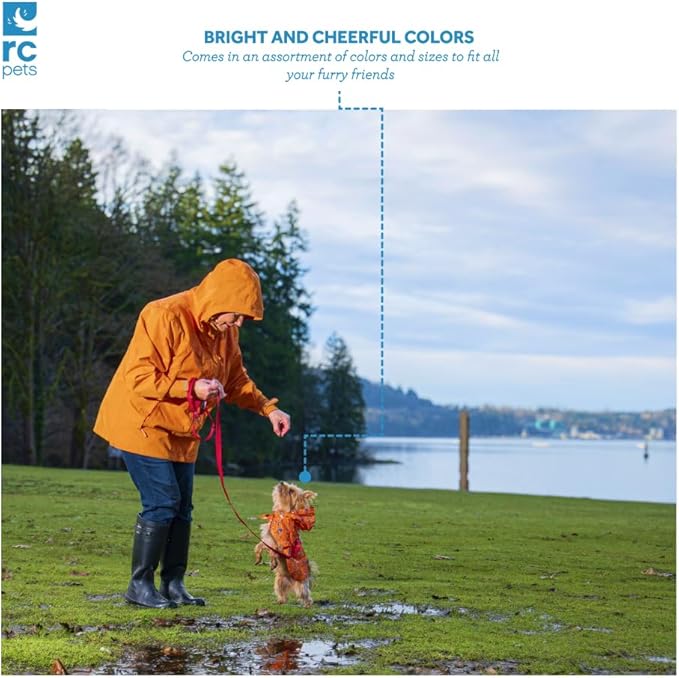 RC Pets Packable Rain Poncho | Lightweight Waterproof Dog Raincoat | Portable & Adjustable Fit | Size Small, Raining Cats and Dogs