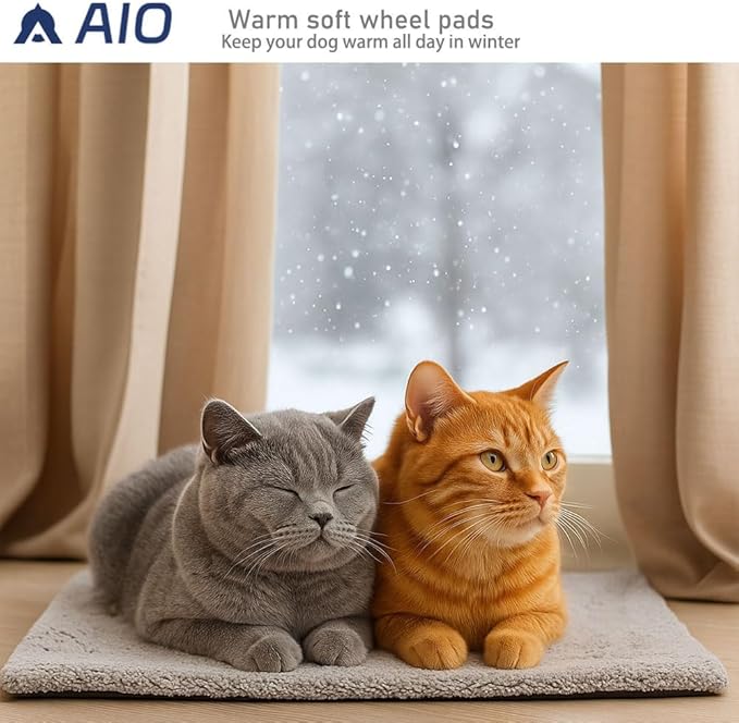 AIO Heated Cat Bed Self Warming Pet Bed Heating Mat Advanced Extra Warm Thermal Pet Pad for Outdoor Pets with Removable Cover Washable Non Electric Self Warming Cat Bed Brown 19.7"*27.6"