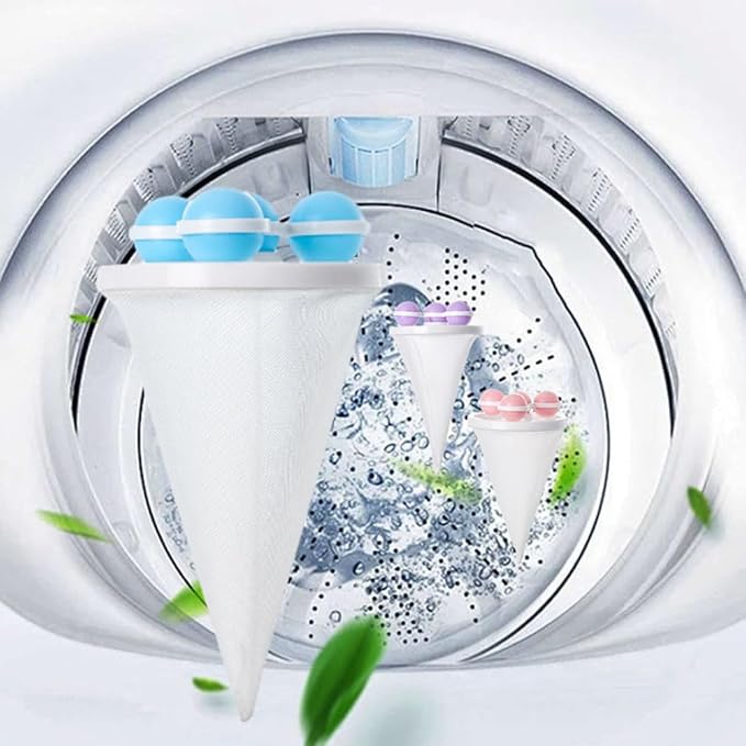 3Pcs Pet Hair Remover for Laundry, 2026 New Floating Hair Filtering Mesh Removal, Reusable Lint Catcher for Washing Machine (Blue)
