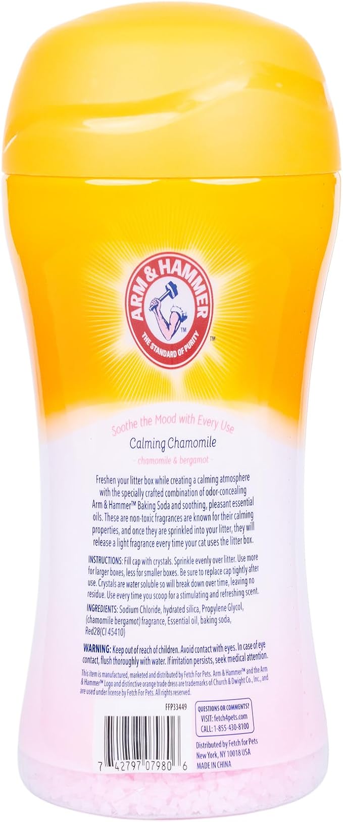 Arm & Hammer Cat Litter Deodorizing Crystals with Baking Soda Calming Litter Box Odor Eliminator Dissolving Crystals for Litter Odor Control Chamomile Scent 15 OZ Single Routine Litter Freshener