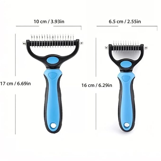 Pet Pro Grooming Tool, 2-in-1 Deshedding Dog Brush with 9/17 Teeth Undercoat Rake for Dogs & Cats, Dual-Sided Stainless Steel Pet Comb for Long Hair & Thick Coats, Non-Slip Ergonomic Handle (Orange-S)