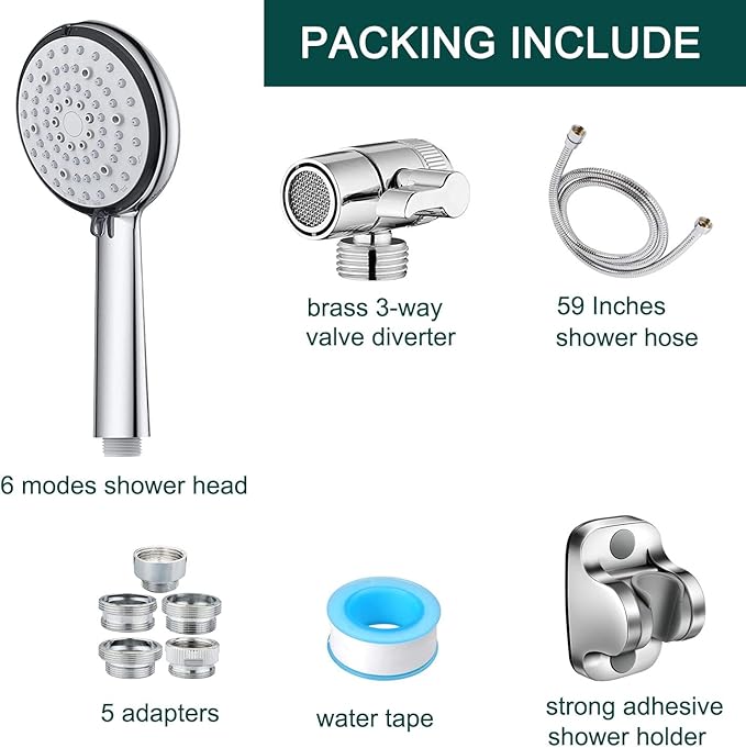 Sink Sprayer Attachment for Faucet,6 Mode Shower Head,Extension Sink Hose Sprayer for Shower,Pet Washing,Bathtub,Kitchen Faucet, Garden Rinse,Utility Laundry Tub