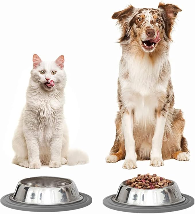 2 Pack Silicone Pet Food Mat, Small Rubber Mat for Cat & Dog Bowl, Cat Food Mat, Waterproof Placemat Protect Floor Around Food and Water Bowl, 9.5"x9.5"