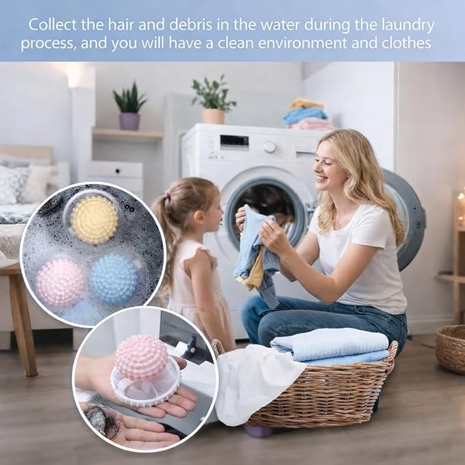 Washing Machine Lint Catcher, 3 Pack Pet Hair Remover for Laundry, Reusable Floating Hair Filtering Mesh Balls,Pink