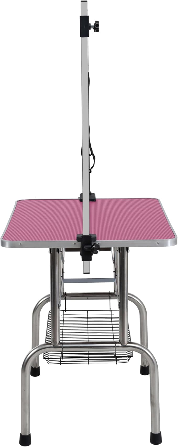 Professional Dog Pet Grooming Table Adjustable Heavy Duty Portable w/Arm & Noose & Mesh Tray (Pink, 36")