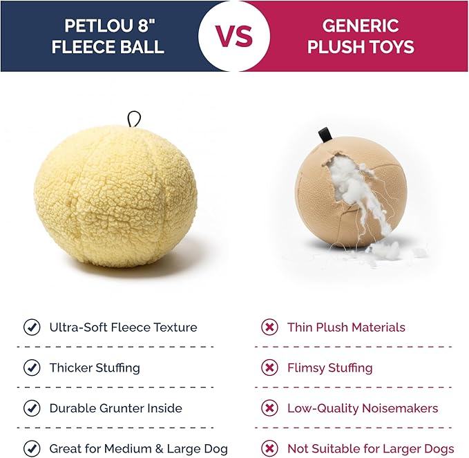 PetLou Dog Fleece Ball Chew Toy, 8"