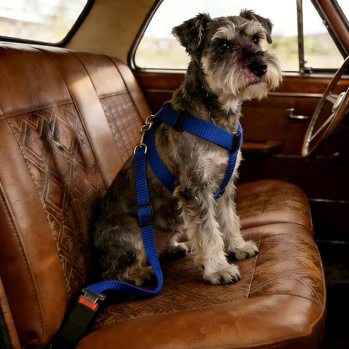Elisel 2 Packs Adjustable Length Pet Dog Cat car seat Belt Pet seat Belt Pet Accessories for Dogs Cats and Pets (Blue Pink)
