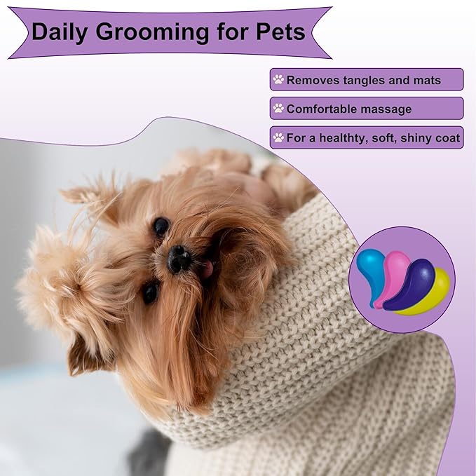 Gentle Grooming Puppy Brush with Gift Box , Fit for Small Dog , Yorkie, Shih Tzu, Maltipoo, Maltese and Pomeranian ,Toy Poodle Accessories, Soft Bristle (Glitter Purple)