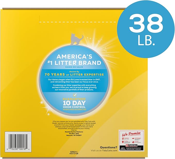 Purina Tidy Cats Lightweight Cat Litter, Clumping Multi Cat, Glade Clear Springs Odor Control, Low Dust, 38 lb. Box