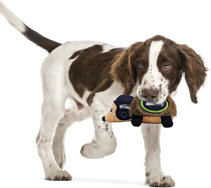 NFL Seattle Seahawks Plush Hedgehog Toy for Dogs & Cats, Cool Soft Pet Toy for Fun and Interactive Play, Dog Chew Toy with Squeaker, Licensed Hot Pet Toy