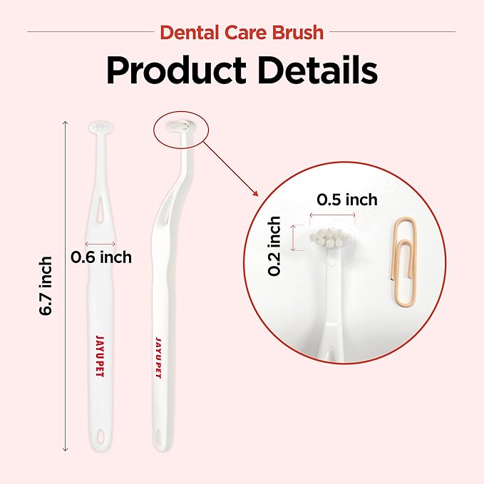JAYU PET Dental Care Brush with Soft Bristles 1ea - Dog Toothbrush, Cat Toothbrush, Dental Care for Kitten and Small Dogs, Removing Old Plaque and Tartar, Easy Cleaning