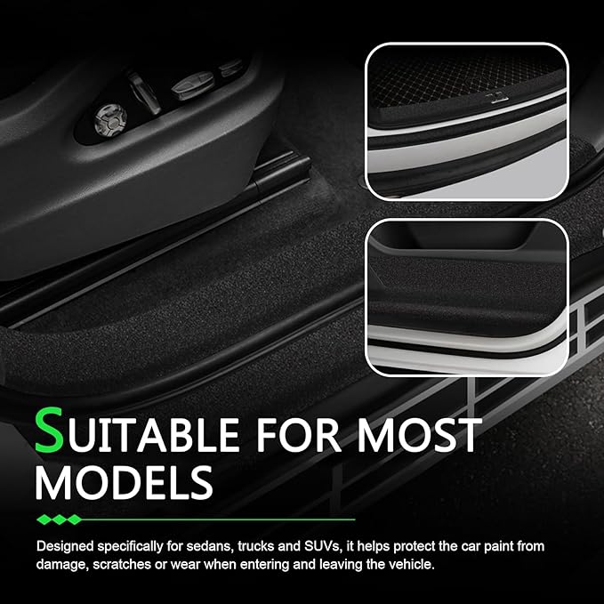 Car Door Entry Guard, 16.4FT Anti-Slip Sill Trim Protection Strips, Anti Collision Scuff Car Door Sill Protector, Waterproof Automotive Entry Guard Protector Sticker for Most Cars (16ft x 7cm)