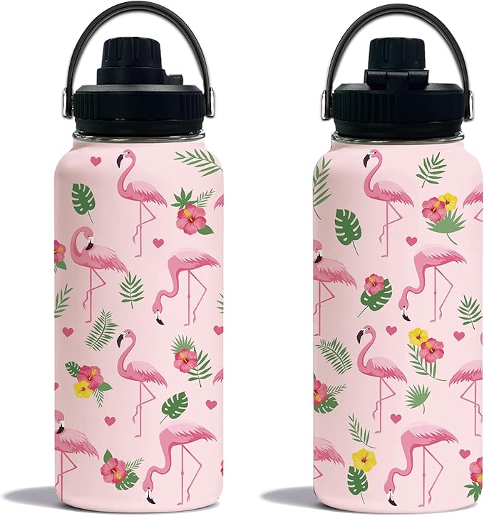Flamingo Gifts, 32 oz Stainless Steel Insulated Water Bottles, Pink Sports Travel Tumbler Mug for Girls Women, Cute Flamingo Cup Gifts for Birthday Holiday(1pcs)