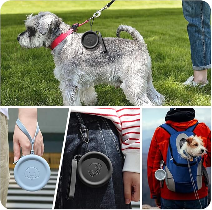 Silicone Dog Treat Pouch, 2PCS Pet Walking Bag for Dog and Cat, Pocket Size, Easy to Clean, Odorless, Zipper Design, Moisture-proof, Portable Training (Dark Gray & Black)