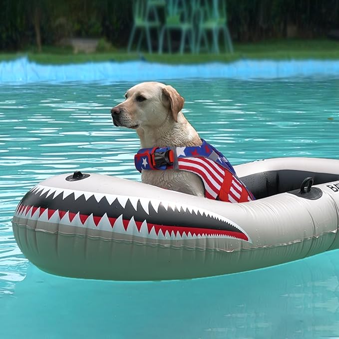 Kuoser Dog Life Jacket with Reflective Stripes, Dog Life Vest for Swimming Boating, Adjustable Pet Lifejackets with High Flotation, Doggie Swimsuit for Small Medium Large Dogs