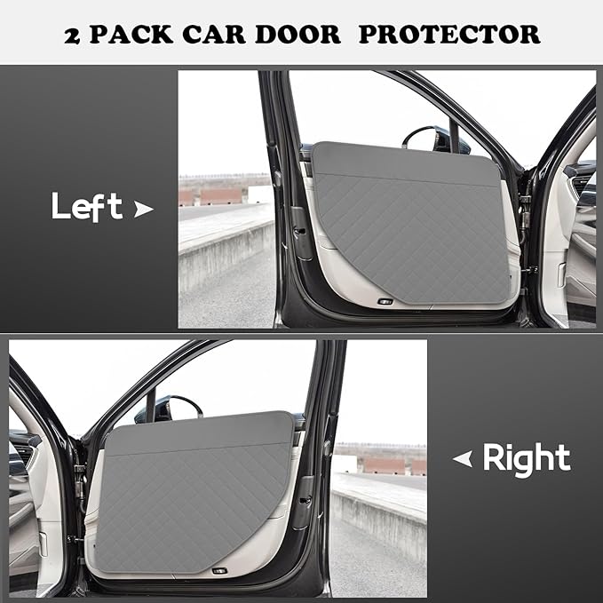 Dog Car Door Protector, 20% Larger Coverage Vehicle Door Cover,Car Door Guard Mat, Pet Door Panel Protector for SUVs Pickup Trucks, Protects Doors from Dog Scratching (Grey)