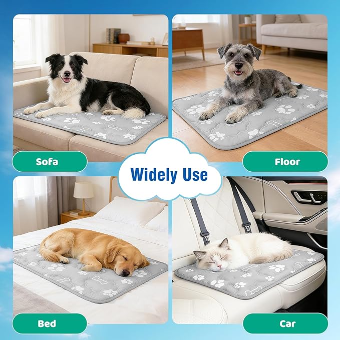 Dog Cooling Mat for Extra Large Dogs, Cool Dog Bed Mat for Indoor & Outdoor, Q-Max>0.5, Machine Washable Non-Toxic Pet Self Cooling Pad for Kennel, Crate, Car - XXL(48" x 30") - Grey