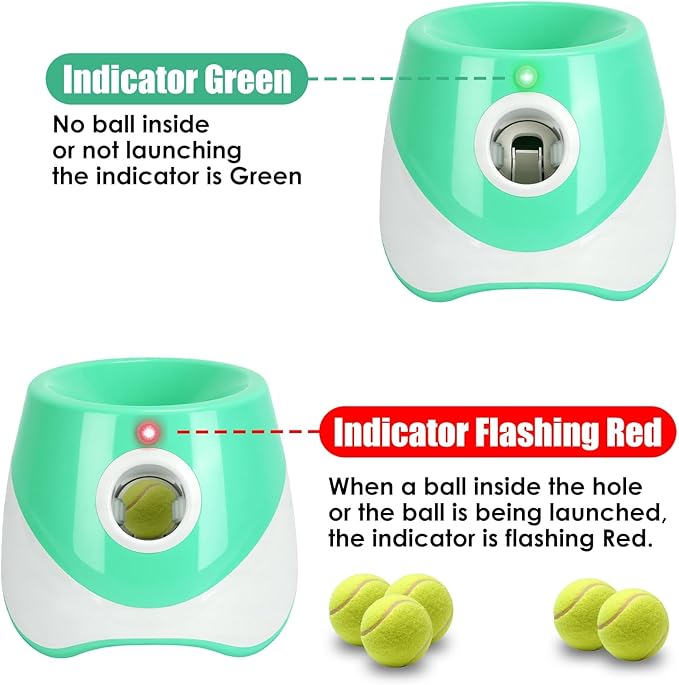 TeqHome Automatic Ball Launcher for Dogs, Dog Ball Thrower Launcher Fetch Machine with 3 Adjustable Distance & 6 Tennis Balls (2 inch),Indoor Outdoor Interactive Puppy Pet Toy for Small to Medium Dogs