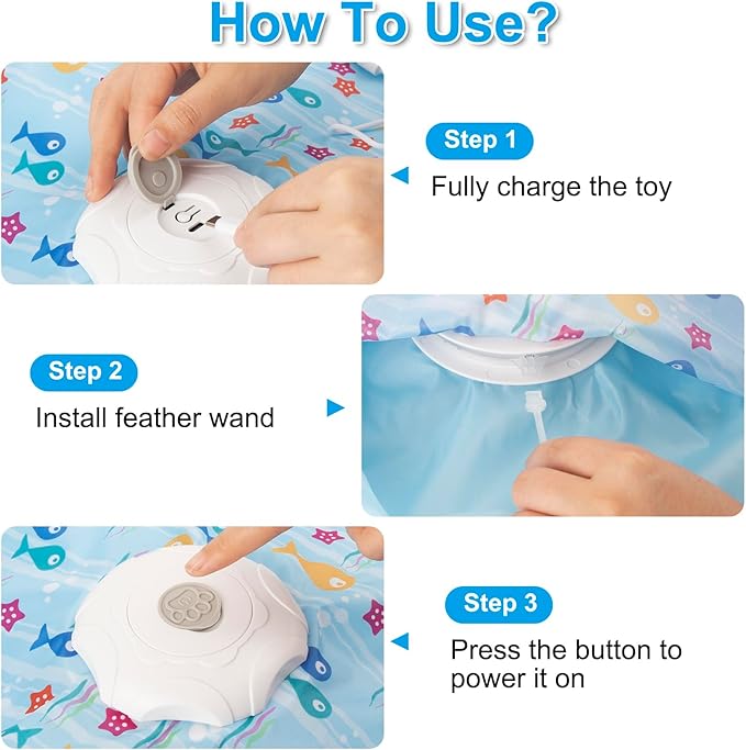 Motion Activated Interactive Cat Toy, Automatic Hide and Seek with Moving Feather, Animal Chirps, 3 Modes Auto Sleep, USB Rechargeable Enrichment Toy for Indoor Cats & Kittens