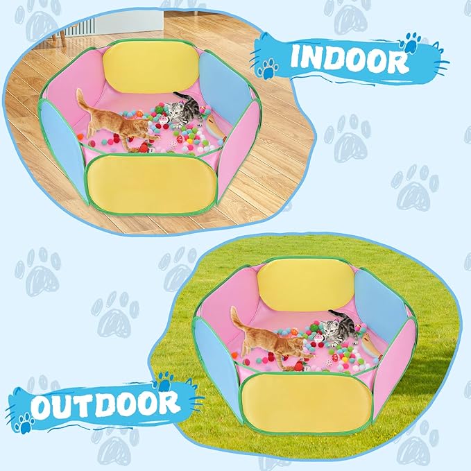 Foxtell Cat Ball Pit Include 226 PCS Interactive Cat Toys for Indoor Bored Self Play Enrichment Toy for Indoor Cats Interactive Fun and Exercise