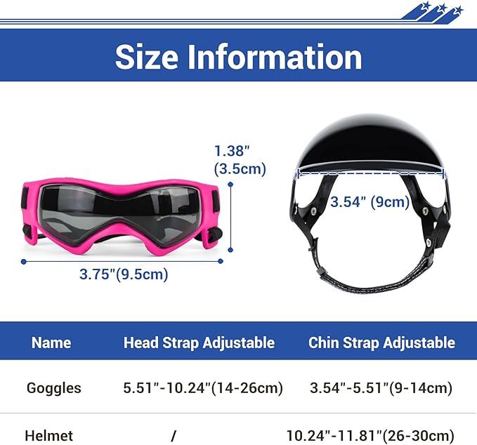 LESYPET Dog Helmet and Goggles for Extra Small Breed, Puppy Motorcycle Helmet with Ear Holes, UV Protection Extra Small Dog Sunglasses for Outdoor Activities/Riding/Walking
