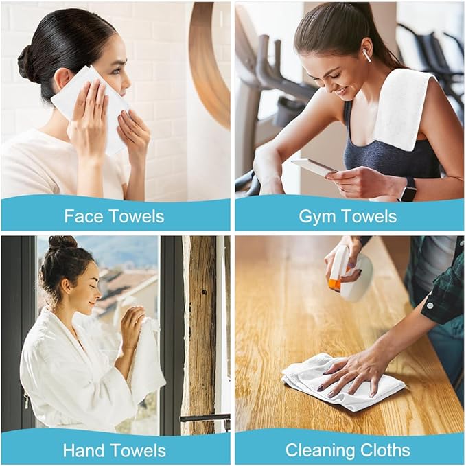 Orighty Washcloths, 5 Pack Microfiber Face Towels, Highly Absorbent and Soft Feel Wash Cloths & Hand Towels for Bathroom, Hotel, Spa, and Gym, 11.5x11.5 Inch, White
