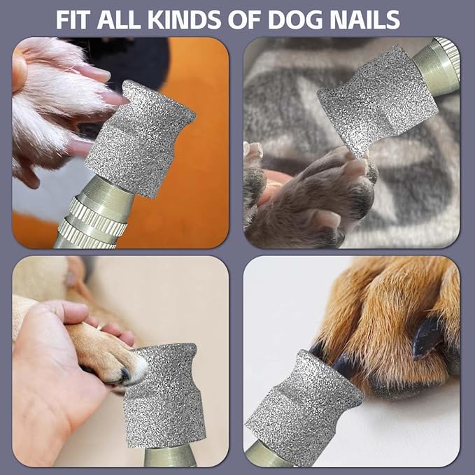 2PCS Diamond Dog Nail Grinder Attachment, Diamond Rotory Bit for Dogs&Pets Nail Care, 1/8" Replacement Grinder Wheel Pets Nail Grooming Tools for Medium Large Dogs