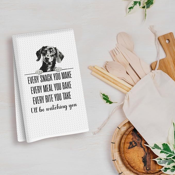 Cute Dachshund Kitchen Towels 24x14 Inch, Dachshund Gifts for Woman Mom, Reusable Microfiber Hand Towels for Kitchen Bathroom Decor, Waffle Weave Absorbent Dish Towel Tea Towel, Cute Wiener Dog Gifts