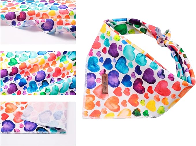 Lionet Paws Valentine's Dog Bandana,Fabric Love Dogs Kerchief for Small Medium Dogs,Dog Triangle Cotton Scarf for Girl Boy