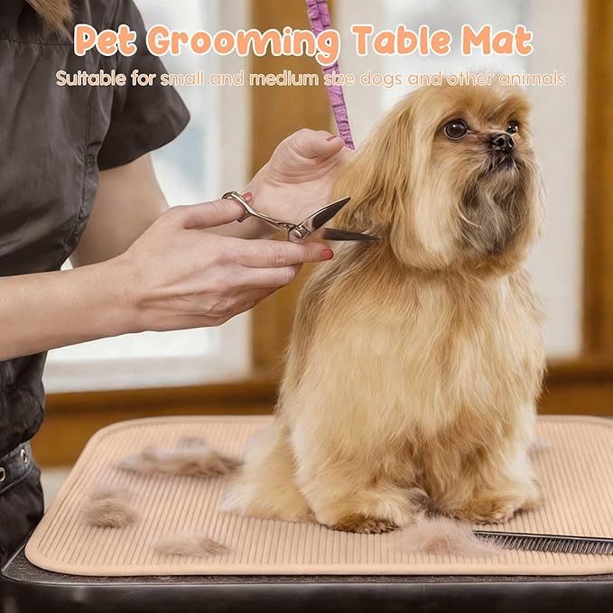 Dog Grooming Table Mat Pad Non Slip,Silicone Durable Premium Non-Slip Dog Bath Mat,Slip Mat - Bathing Mat for Pets,22.45inchX15.75inch (Khaki)