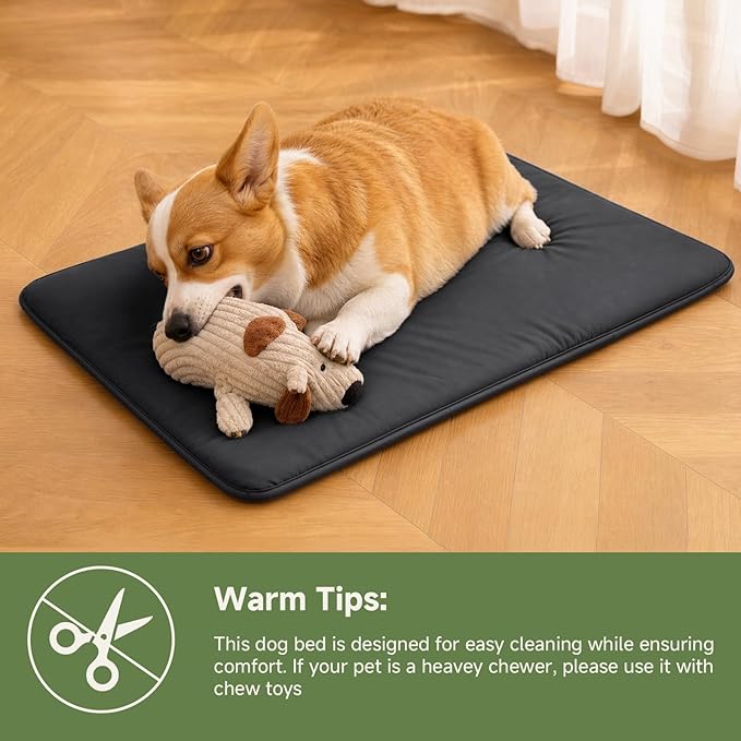 Outdoor XXL Dog Crate Pad, Reversible Waterproof Crate Mat Bed, Wipeable Kennel Mat Beds Pet Sleeping for Large Dogs, Waterproof, Wipeable, Anti-Slip, Kennel Pads 47 x 29 Inch, Black