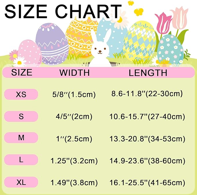 Easter Dog Collar with Bow Tie, Cotton Bunny Bowtie for Large Girl Boy Dog, Cute Rabbit Pet Collar with Metal Buckle, Gift, L
