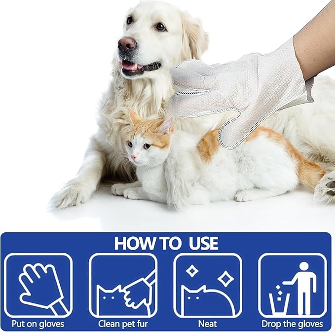 Pet Glove Wipes for Dogs (4Packs/24 PCS) Disposable pet Cleaning Towel, Thick, Odorless and Suitable for Daily Care, Cleaning and Caring for Dogs and Cats