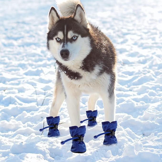 POPETPOP Doggie Rain Boots - 3 Sets of 12 Dog Boots, Non-Slip Paw Protectors with Adjustable Straps for Medium and Small Dogs