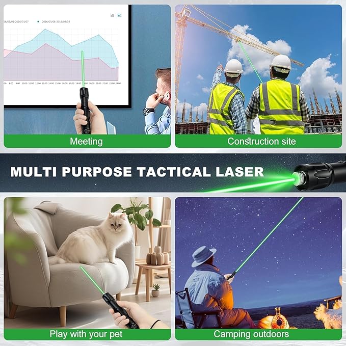 Long Range Green Laser Pointer, Laser Pointer High Power, Green Lazer Pointer Rechargeable for Hiking, Cat Laser Toy USB Charge