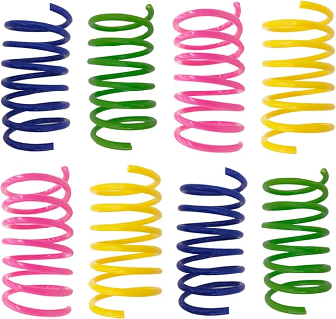 Cat Toys for Indoor Cats, 30 Pack Interactive Cat Spring Toys, Durable Colorful Plastic Spiral Springs for Kitten Hunt, Swat and Bite, Bulk Cat Toys