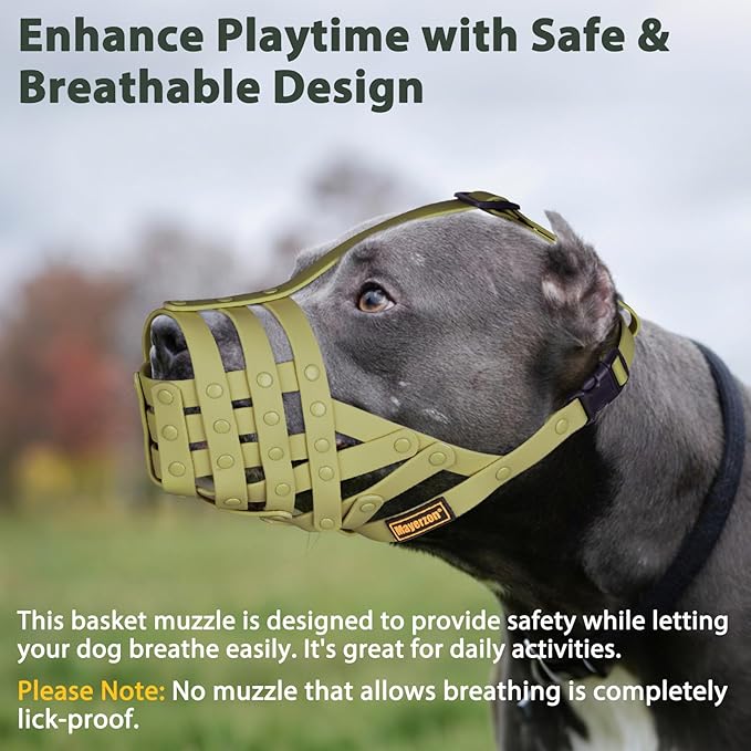 Mayerzon Pitbull Muzzle for Large Medium Sized Dogs to Prevent Biting Scavenging, Basket Muzzle for Rottweiler Staffordshire Terrier in Grooming Training, Allow to Pant Drink, Lightweight and Sturdy
