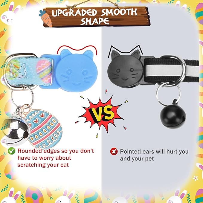 PUPTECK Cat Collar Breakaway with Bells, Kitten Collar Outfit Adjustable for Girl Boy Small Pet Puppy Bunny, Cute Costume Accessory with Safety Release Buckle (Bowtie-Easter)