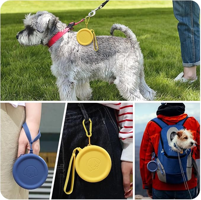 WALLFID Silicone Dog Treat Pouch Small Bag,with Pet Training Clicker,Walking Bag for Dog and Cat, Pocket Size, Easy to Clean, Odorless, Zipper Design,Moisture-Proof,Travel Walking Bag.(Navy Blue)