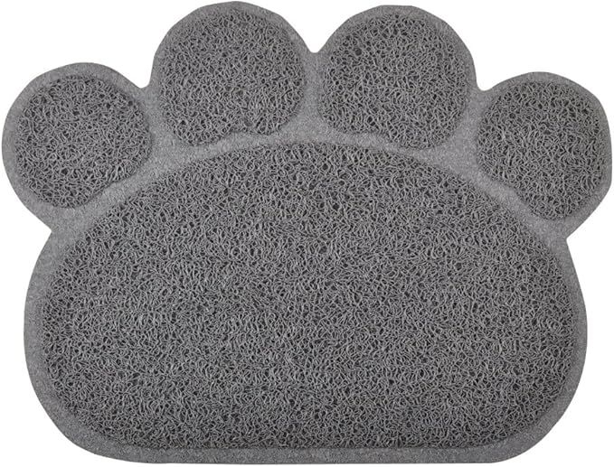 DM Paw-Shaped Cat Litter Box Debris Catcher Mat, 15.75x11.75 Inches (Gray)