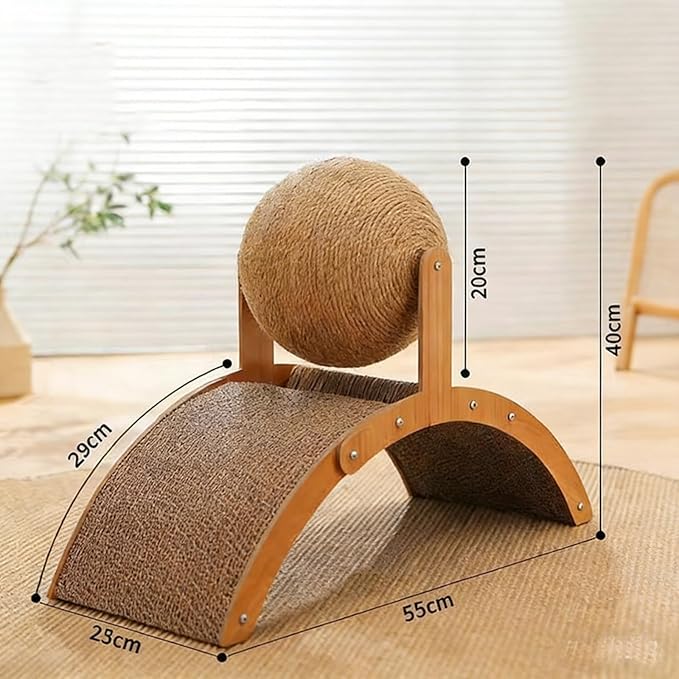 Cat Scratching Ball on Stand, Interactive Cat Scratcher with 360° Rotating Sisal Ball, Cat Scratching Post with Arch Bridge Balls, Cat Scratcher Board for Indoor,Protects Furniture & Rugs (1pcs)