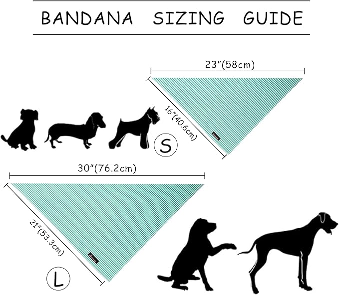 ARING PET Stripe Dog Bandanas, Cute Teal Pet Bandana Scarf Triangle Bib for Small Medium Large Boy Girl Dogs Cats, Puppy Kerchief for Daily Wear Walks Party Photos-S