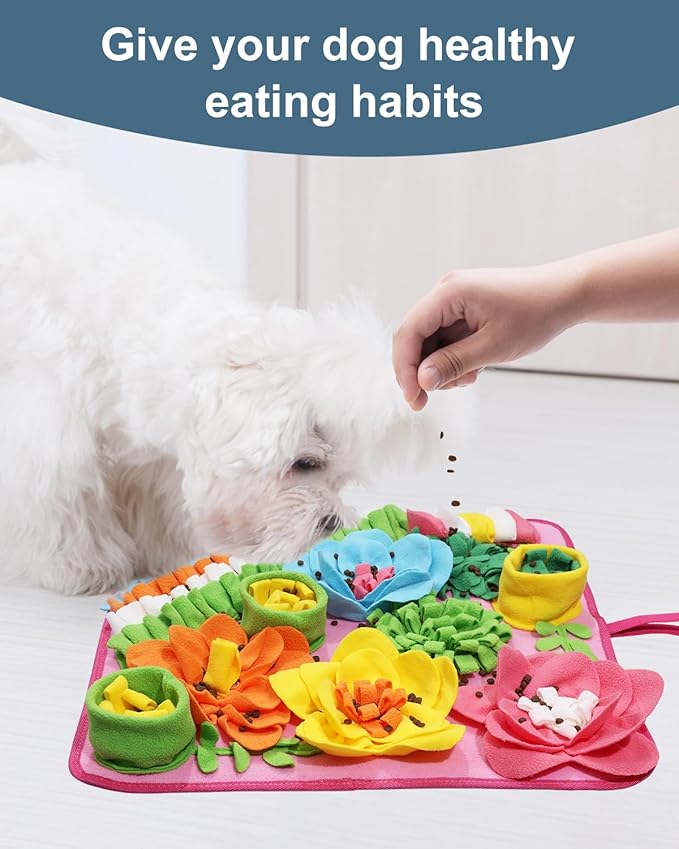 Snuffle Mat for Dogs, Pet Treats Feeding Mat, 20Ć 20 inch for Medium & Large, Felt Wool Dog Sniff Mats for Slow Feed, Rabbit Foraging Mats, Relieve Anxiety, with Anti-Slip Bottom