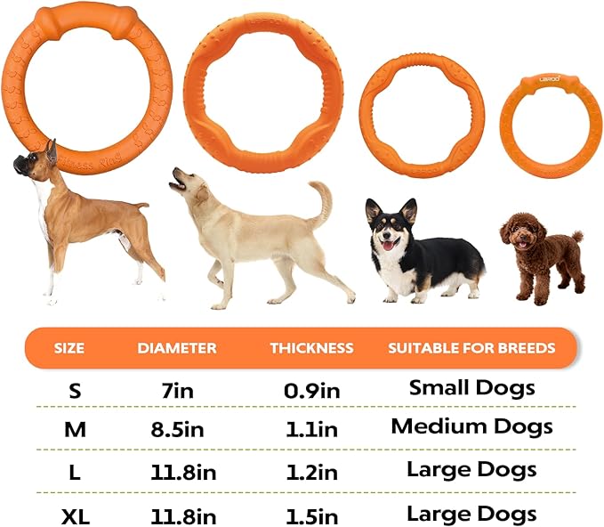 LaRoo Dog Ring Toy, Durable Soft Flying Disc, Floatable Dog Chew Ring for Puppy & Small Dogs, Interactive Tug of War & Fetch Toy for Outdoor Training, Teeth Cleaning & Exercise