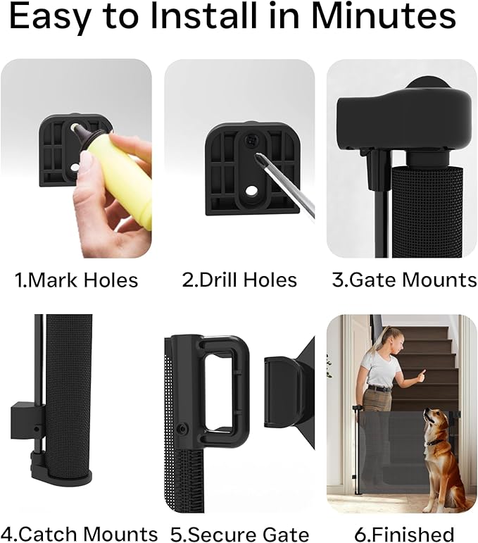 Retractable Baby Gate,Mesh Baby Gate or Mesh Dog Gate,34" Tall,Extends up to 55" Wide,Child Safety Gate for Doorways, Stairs, Hallways, Indoor or Outdoor