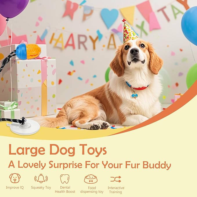Interactive Dog Puzzle Toy,Cognitive Dogs Toy to Stimulate Their Brain, Treat Dispensing Toys with Slow Feeder, Suction Cup Toys,Blue Orange